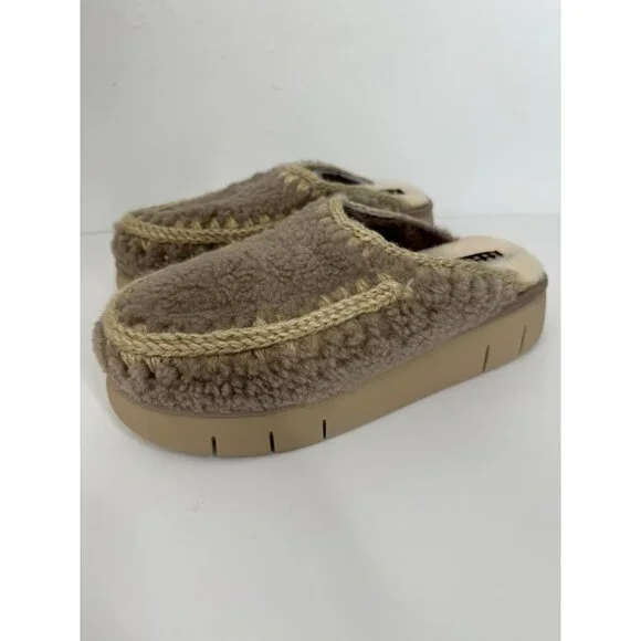 NEW Mou Bounce Curly Clog Slippers Gray Mule Shearling Size EU 40 US 9 9.5 - Picture 2 of 6